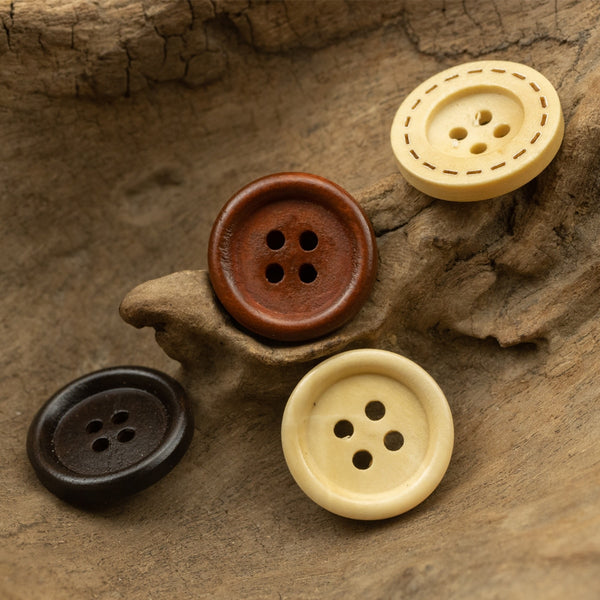 10pcs/lot Retro Wooden Buttons for Clothing With Round Rim Natural Sewing Accessories