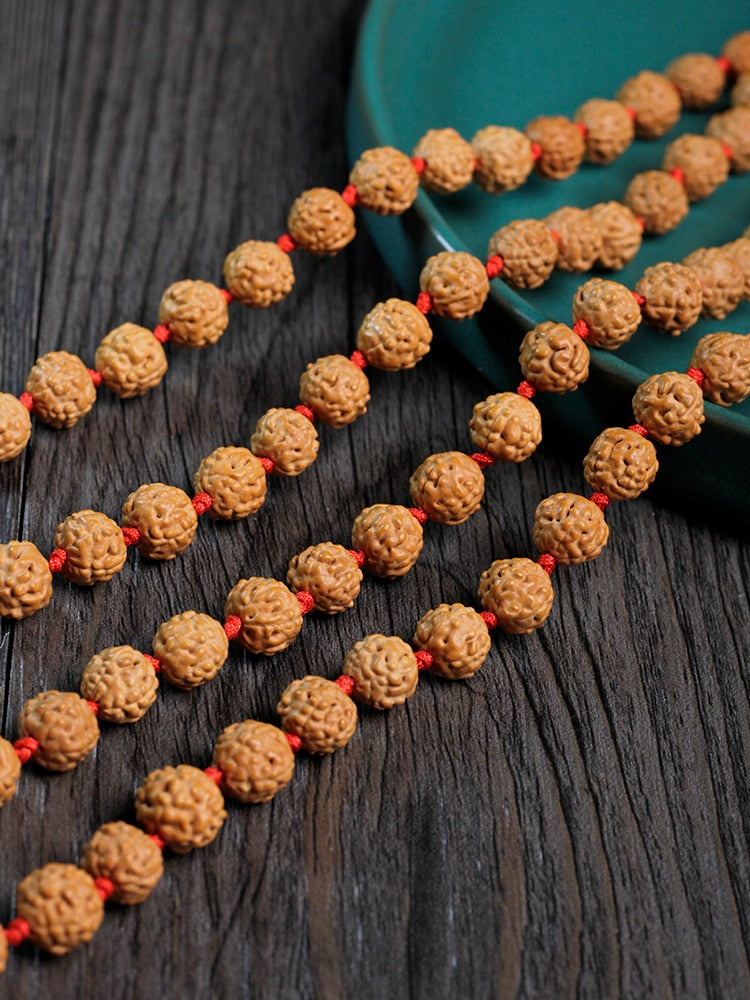 Natural Vajra Bodhi necklace,Original Rudraksha Beaded Knotted Japamala Necklace