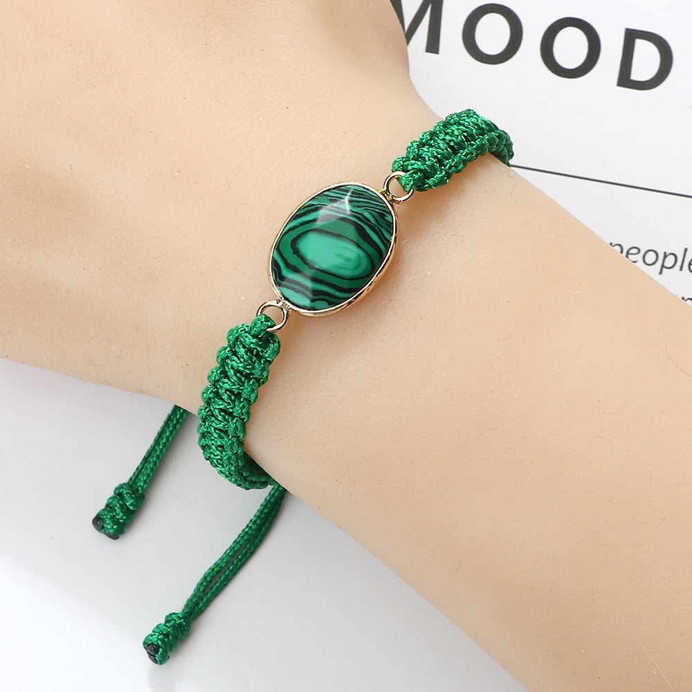 Green Malachite Stone Pendant Prayer Bracelets For Women Men