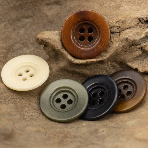 5pcs Natural 4 Hole Corozo Button for Clothing Shirts Suit Blazer Vest Jacket Beige Deep Blue Brown