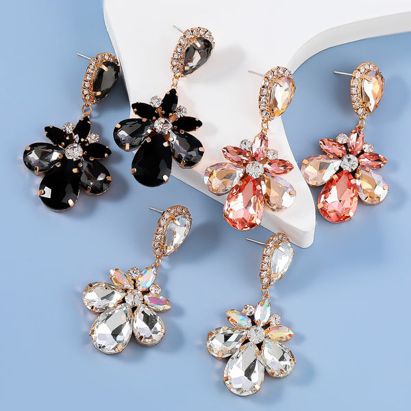 Fashion Metal Rhinestone Geometric Earrings Women