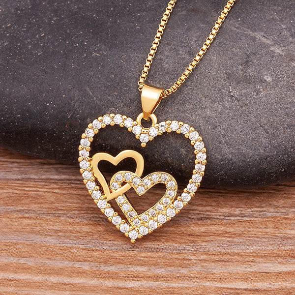 Romantic Simple Heart-shaped Necklaces Exquisite Crystal Zircon Pendant