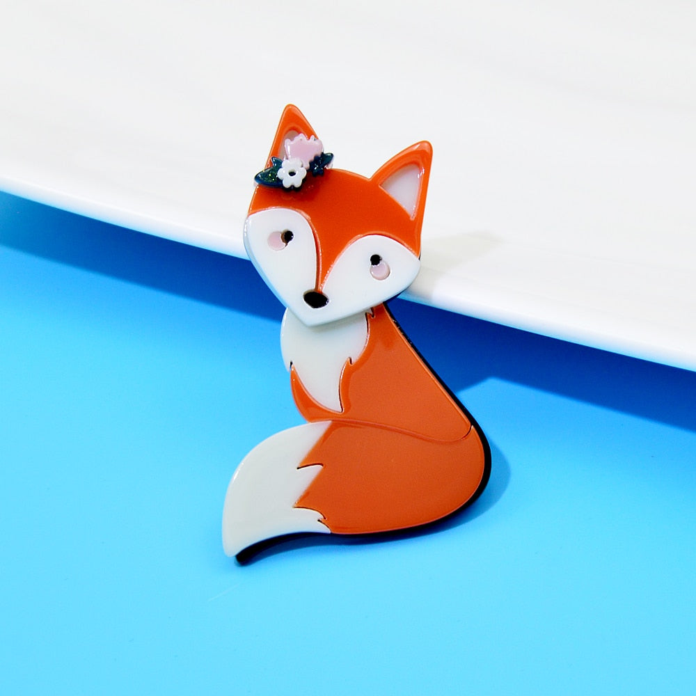 Acrylic Fox Brooches For Women