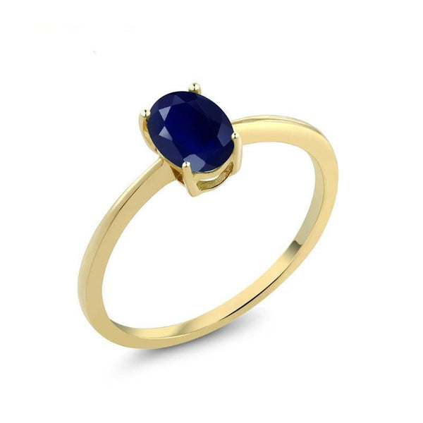 New inlaid oval faceted sapphire opening adjustable ring