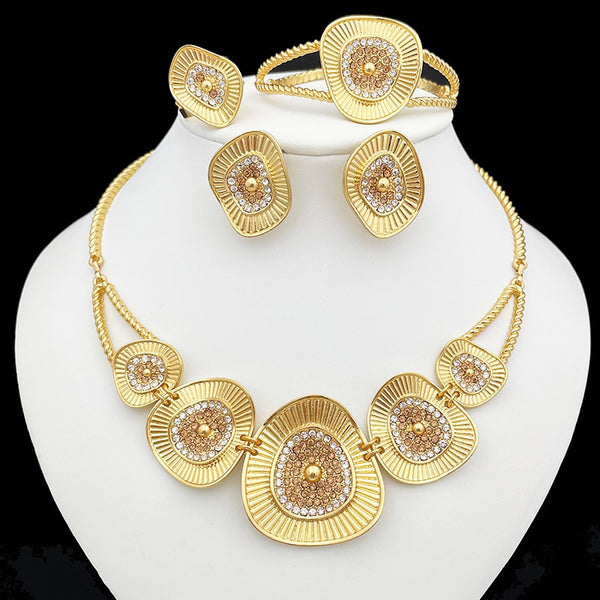 Fashion Gold Plated Jewelry Sets Necklace Earrings For Women