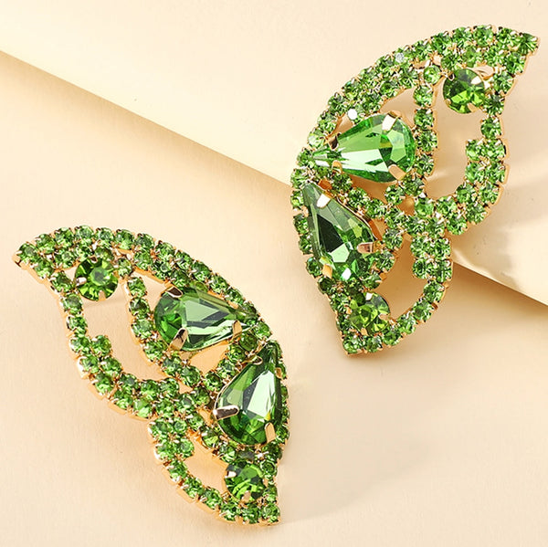 Modern Fashion Colorful Butterfly Crystal Wings Stud Earrings For Women