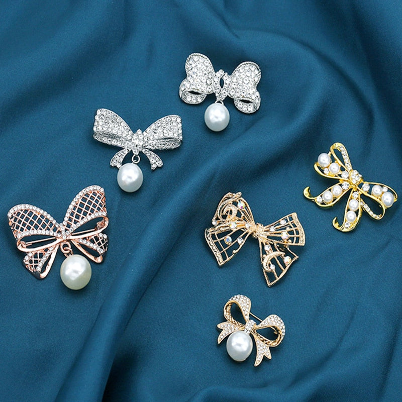 2PCS Brooch Women Clothes Fixed Pin Anti-Glare  Pearl Corsage