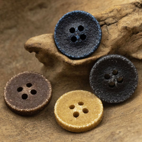 8pcs Vintage Particle Texture Resin Buttons  Blue Brown Yellow Black Round Buttons