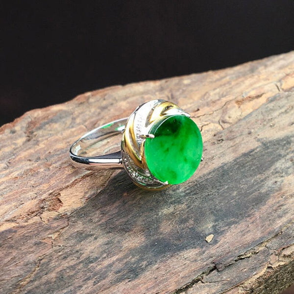 Classic New Natural Chrysoprase Round Rings for Women