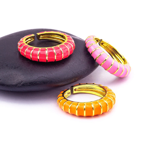 9 Colors Enamel Dripping Oil Oval Cute Spiral Ring For Women