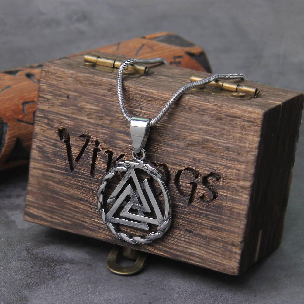 Stainless Steel Viking Necklace - Small Size Ouroboros Pendant