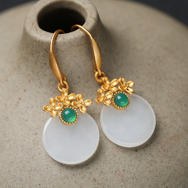 Natural Hetian jade earrings for women