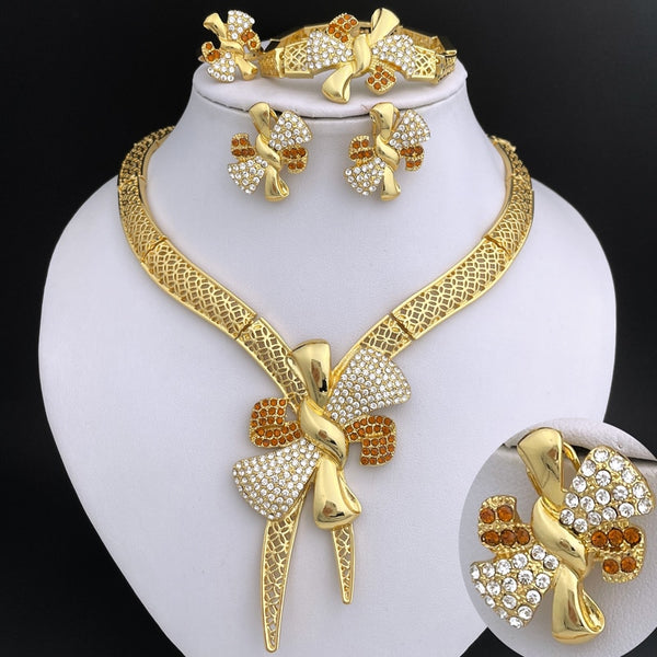 Italy Gold Color Jewelry Set For Women Bowknot Shape Jewelry Set