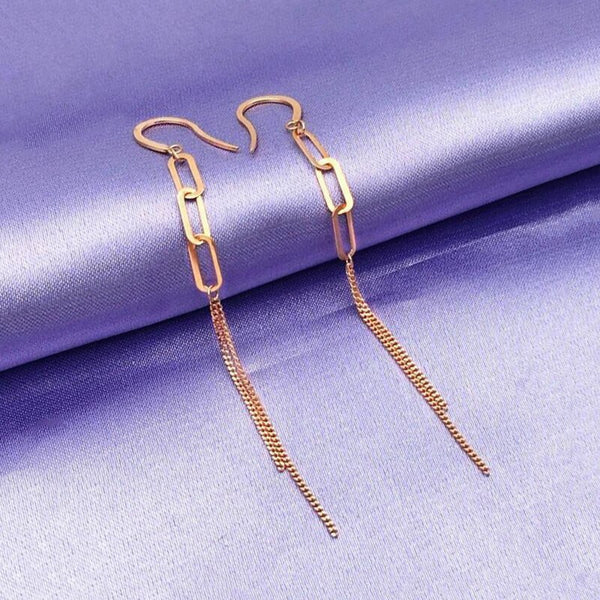 585 purple gold long chain earrings for women