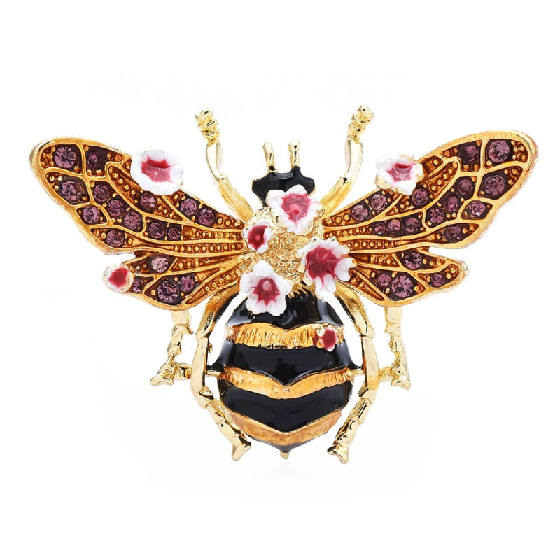 Big Enamel Bee Brooches For Women Men 3-color Flower Insects Party Causal Brooch