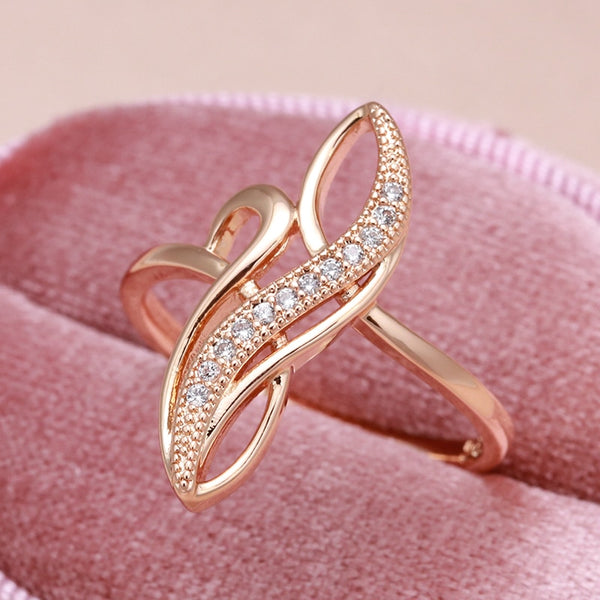 Elegant Geometric Texture Natural White Zircon Rings For Women