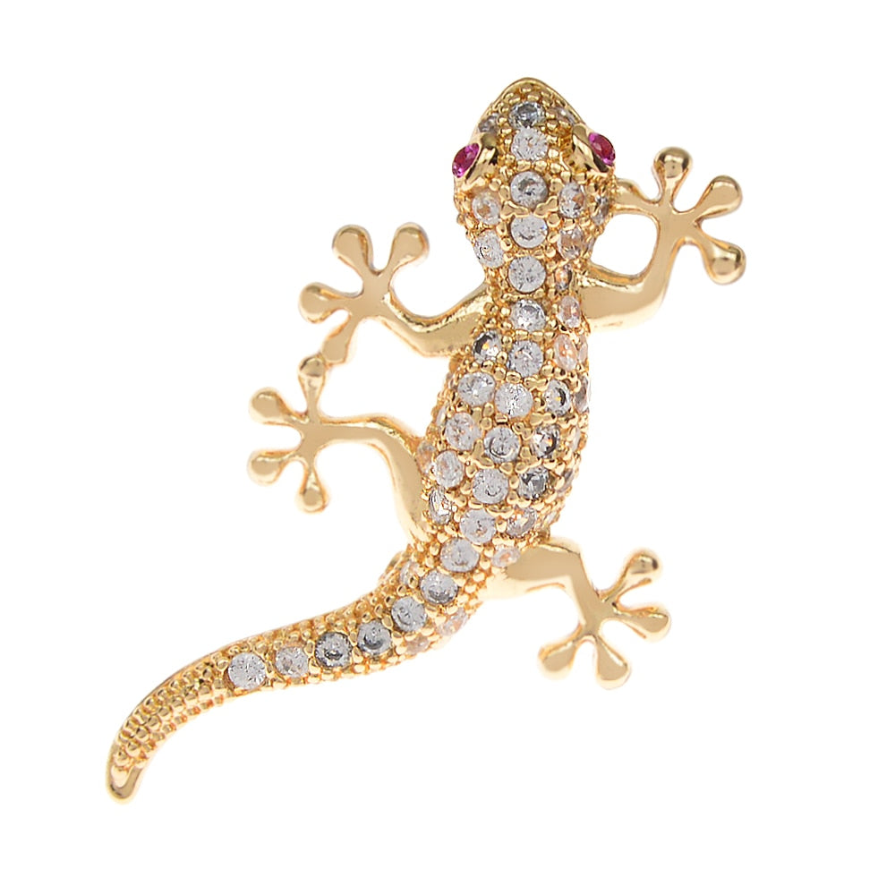 Zircon Small Lizard Collar Pin Brooch