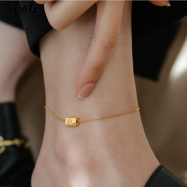 Vintage Punk Gold Bar Shape Anklet for Women