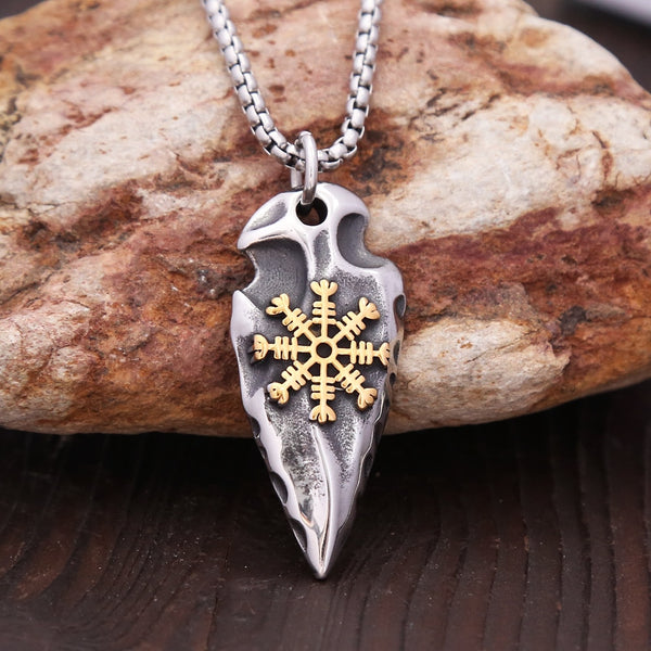 Vintage Stainless Steel Nordic Viking Compass Pendant For Men