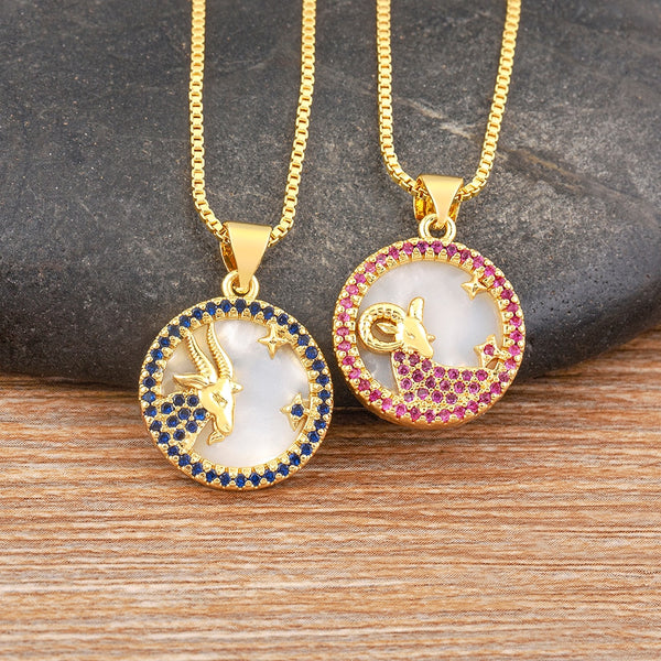 New Fashion European and American Shell Jewelry 12 Constellation Pendants