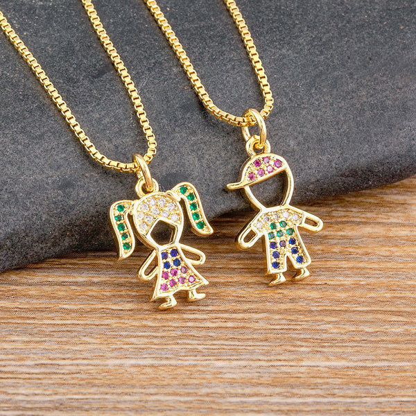 Charm Children Personalized Boy Girl Zircon Necklaces Women