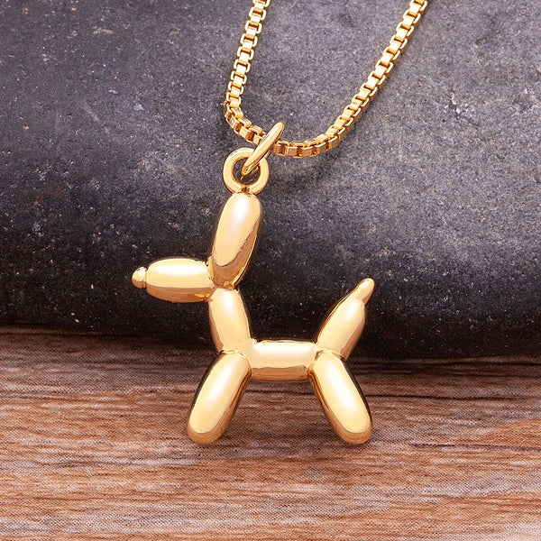 Fashion Poodle Balloon Animal Charm Puppy Dog Pendant Necklace for Women