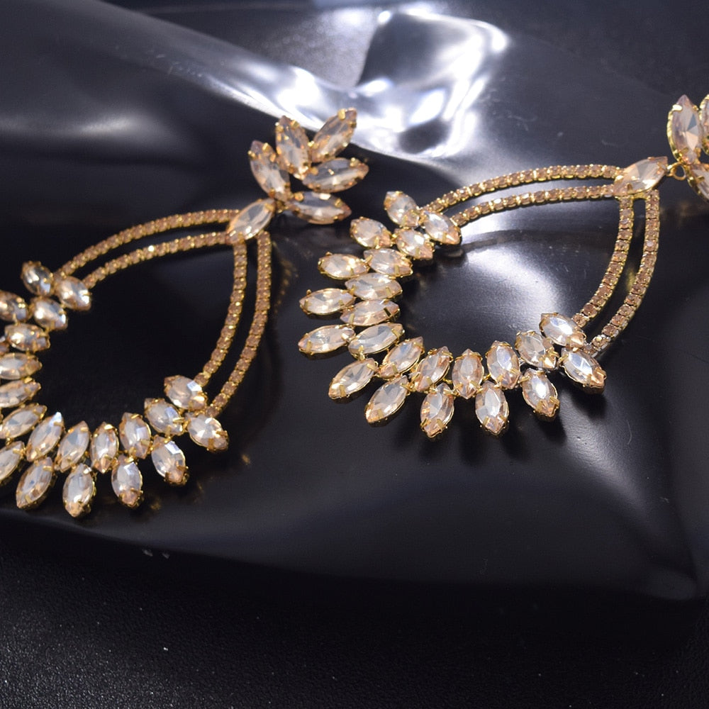 12cm rhinestones women big drop earrings