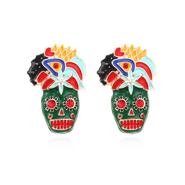 New Exaggerated Skull Halloween Character Funny Earrings for Woman