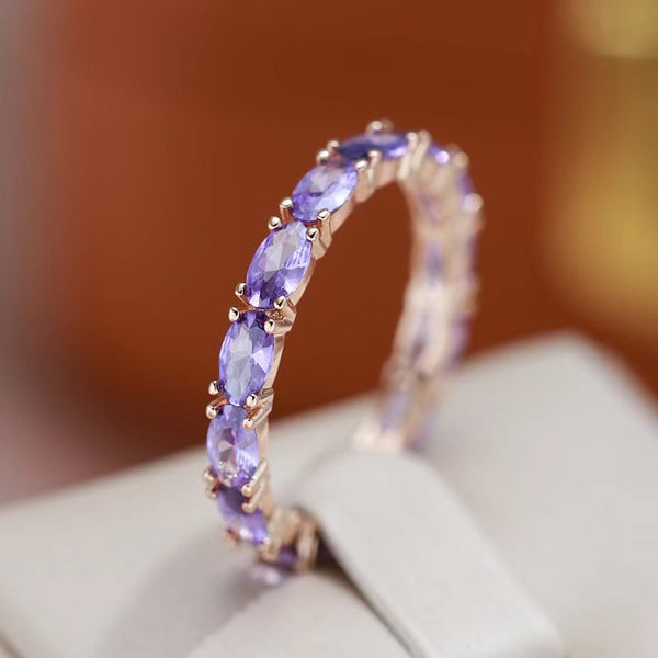 Full Oval Purple Zircon Personality Rings