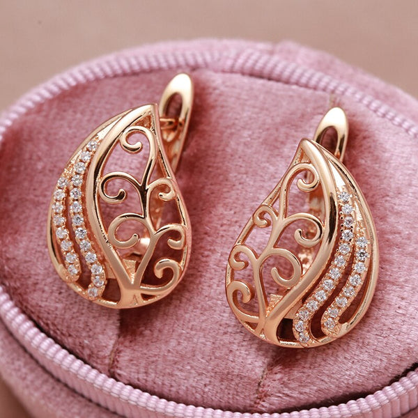 Elegant Drop Earrings Texture Geometric Women Zircon Earrings