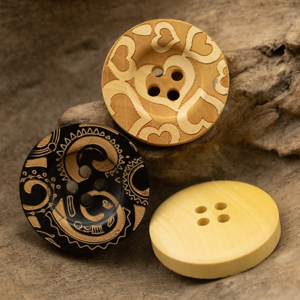 10pcs Wooden Decorative 4 Holes Yellow and Black Buttons