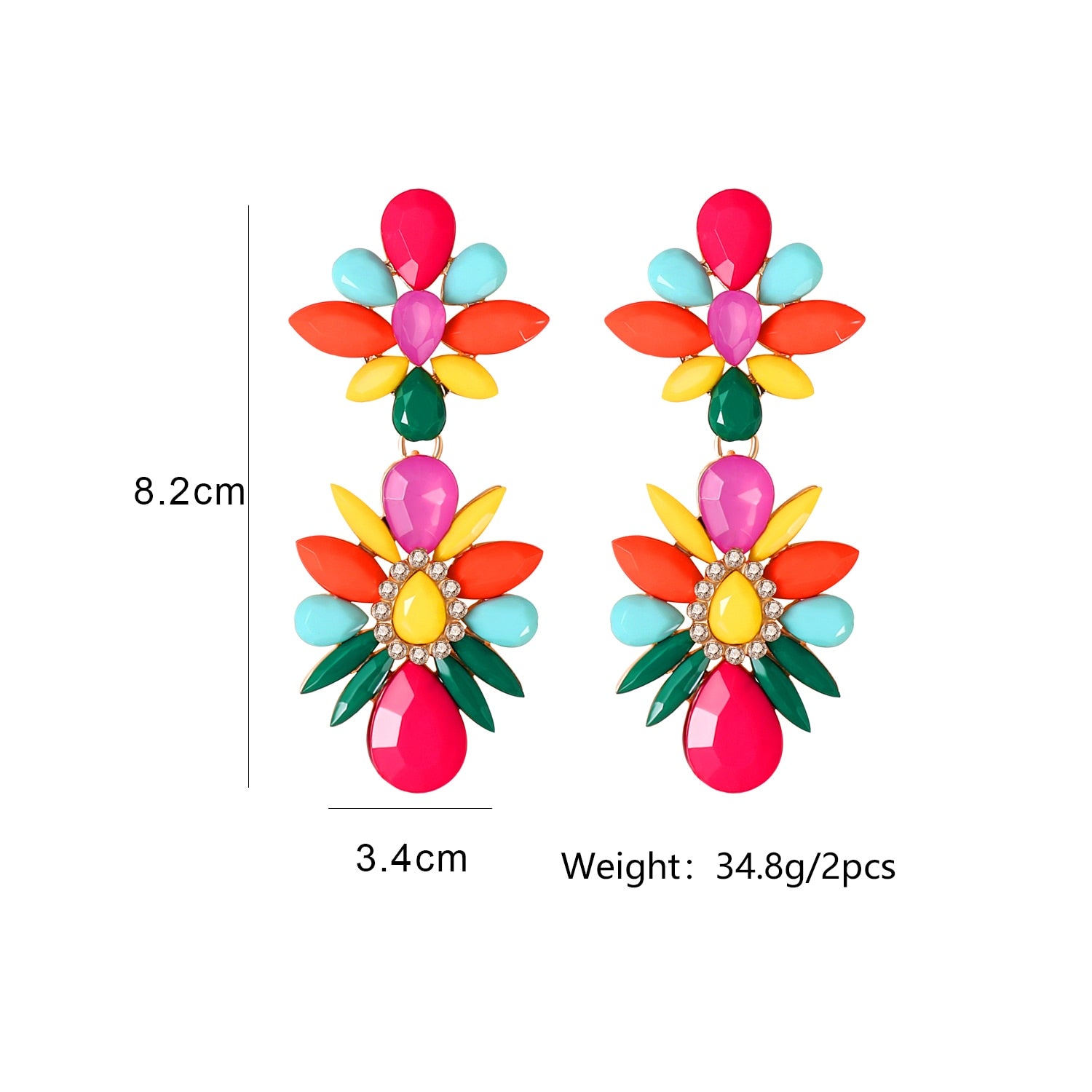 New Ethnic Luxury Colorful Beads Drop Earrings For Women