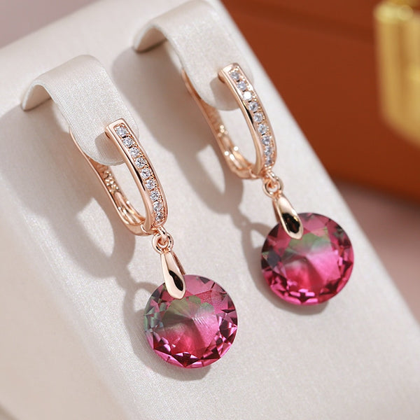 Red Green Colorful Zircon Long Pendant Earrings