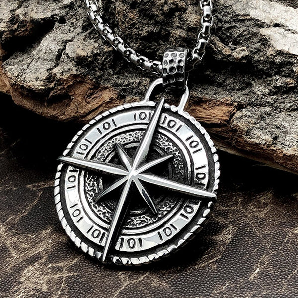 Voyager Vintage Viking Compass Pendant Necklace For Men