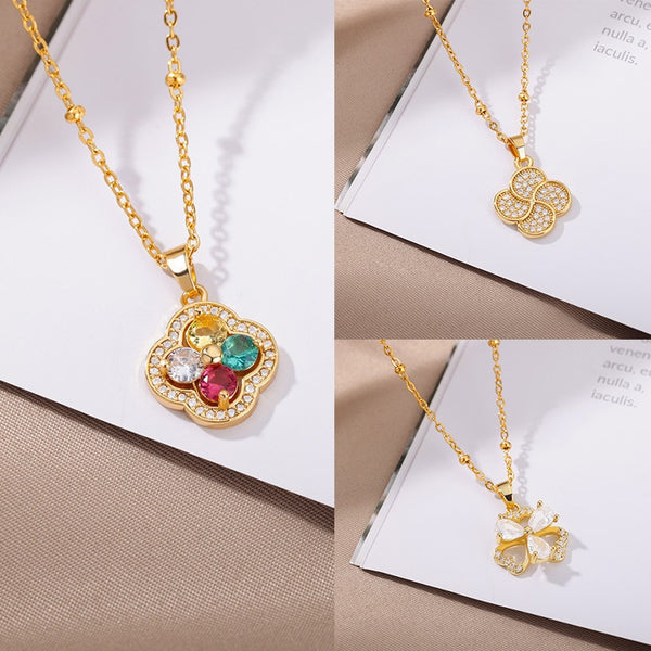 Romantic Lucky Four Leaf Clover Necklaces For Women