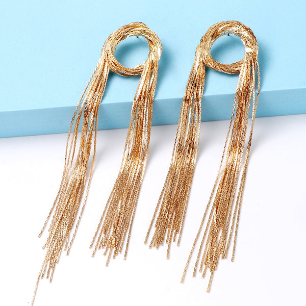 Long Metal Tassl Earrings For Women High Quality Vintage Drop Dangle Earrings