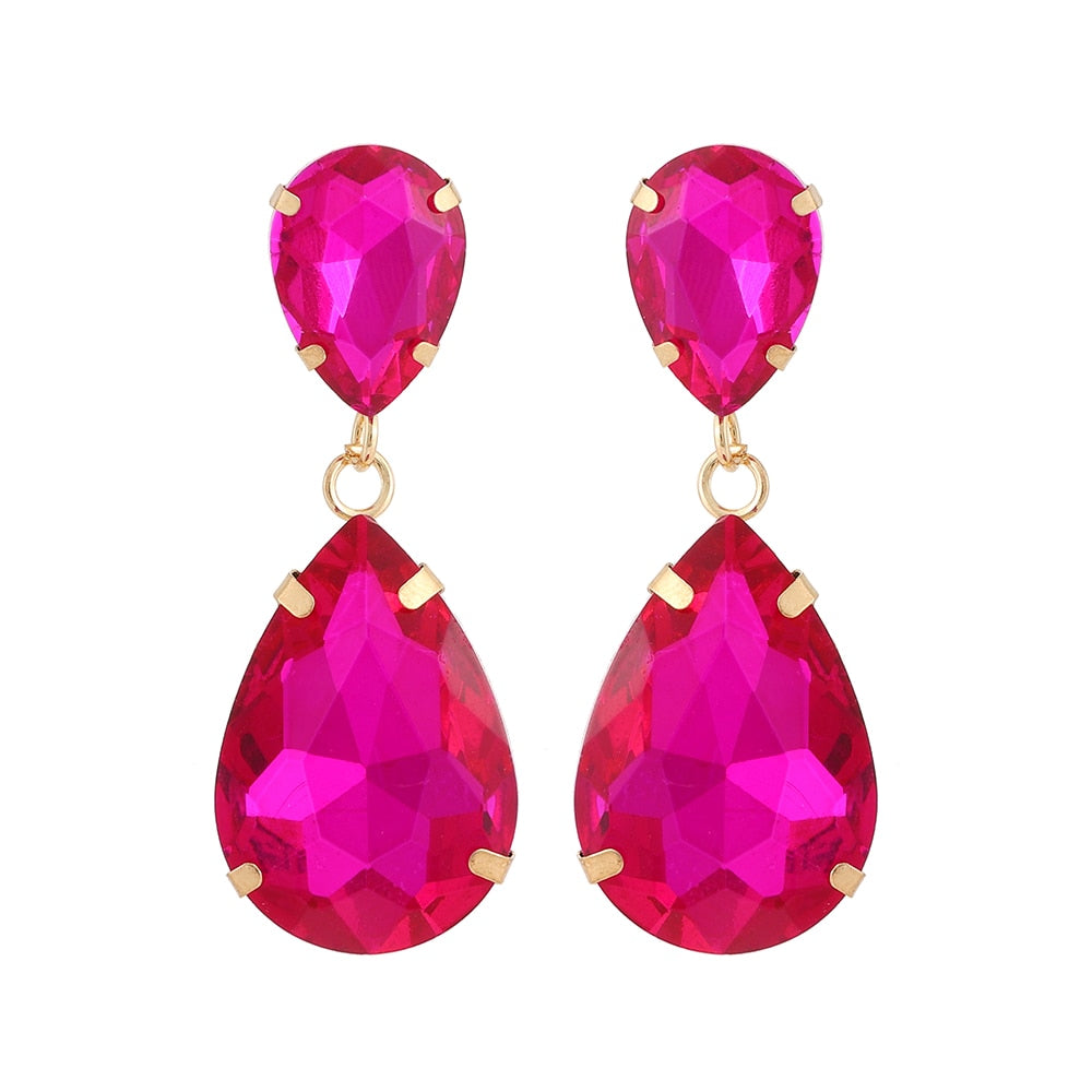 Fashion Water Drop Glass Dangle Earrings For Women