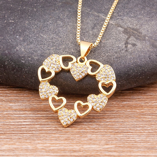 Romantic Heart Love Pendant Necklace for Women Choker Long Chains