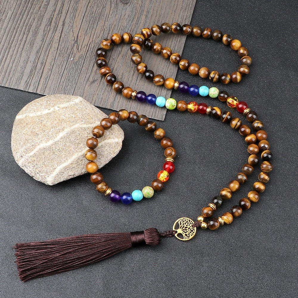 Hot Tree of Life 7 Chakra Beaded Necklace Bracelet Men