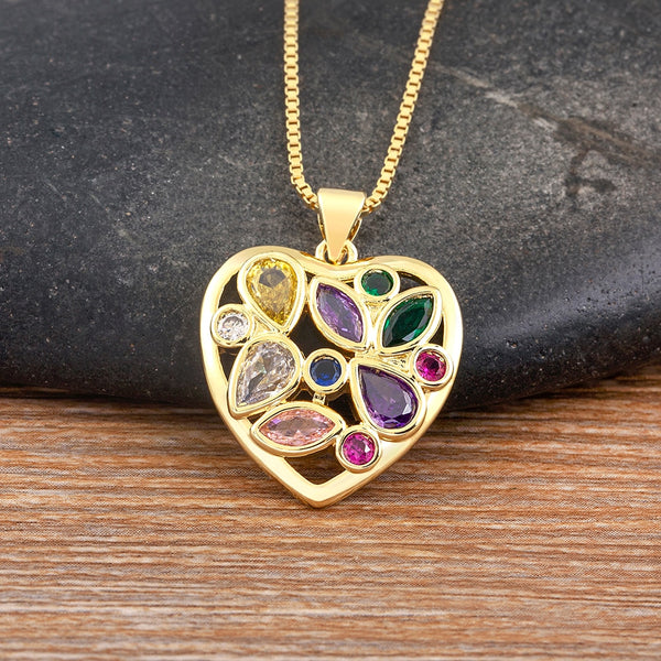 Korean Fashion Heart Shape Zircon Pendant Necklace