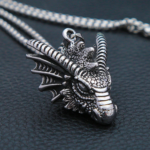 Vintage Viking Dragon Pendant Necklace Men