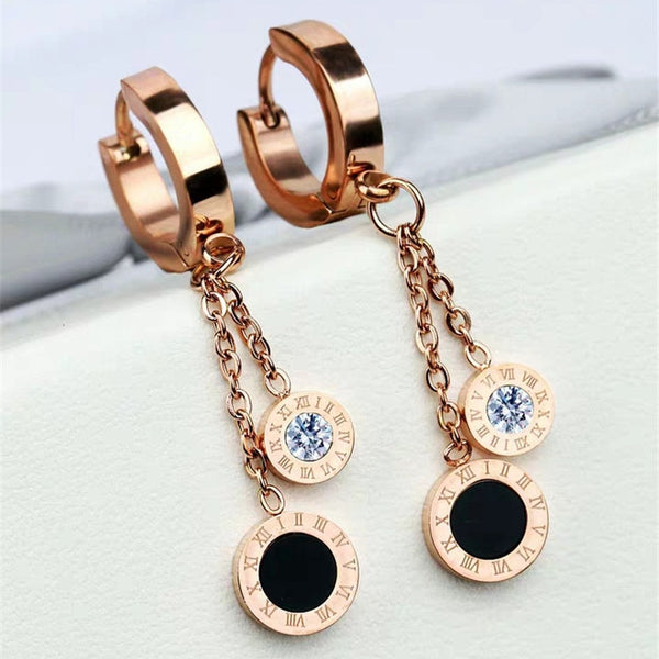 Stainless Steel Drop Hoop Earrings For Women