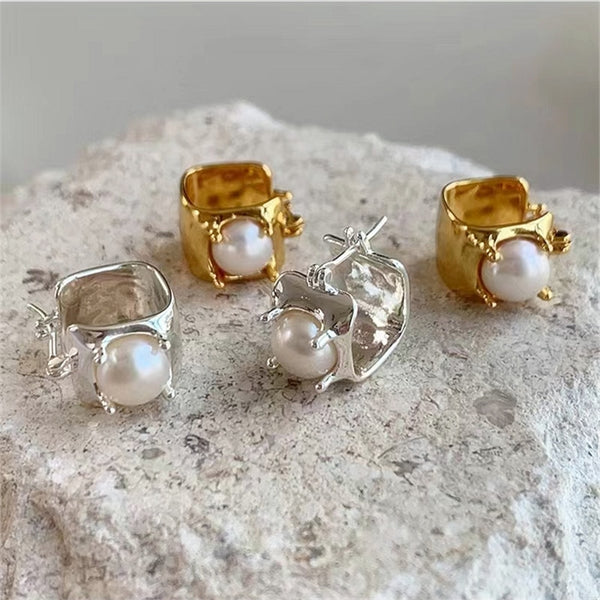 Personality Metallic Pearl Fashion Earrings For Women