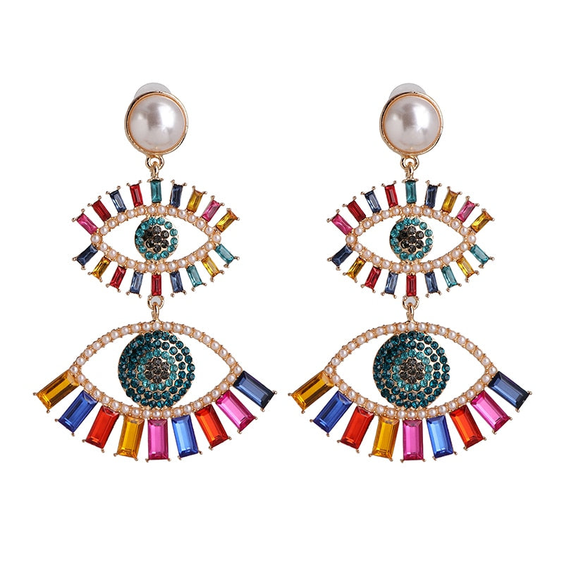 New Colorful Statement Earrings Mix Crystal Earring For Women