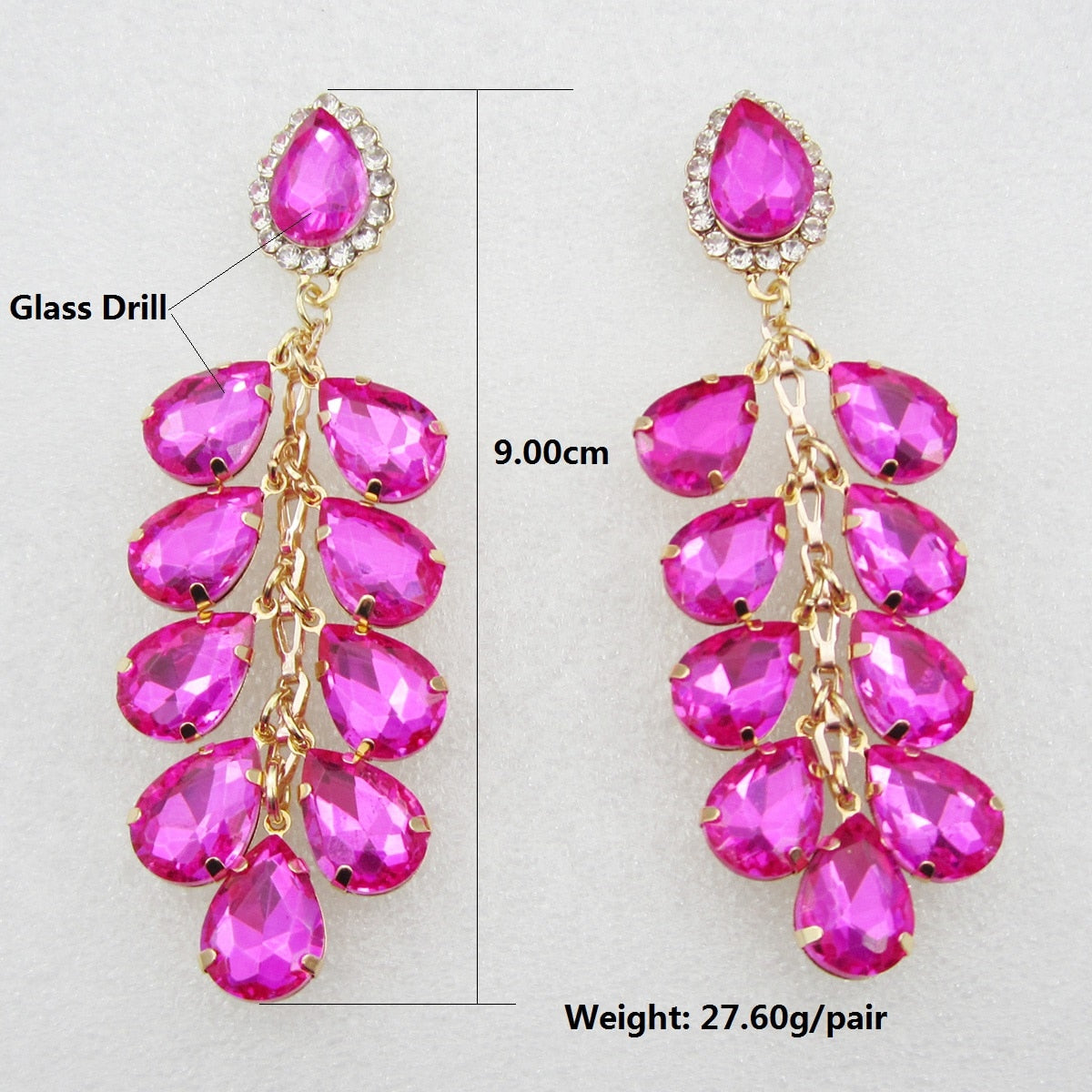 New Fashion Y2k Pendant Trendy Jewelry Luxury Design Water-Drop Crystal Party Long Hanging Earrings