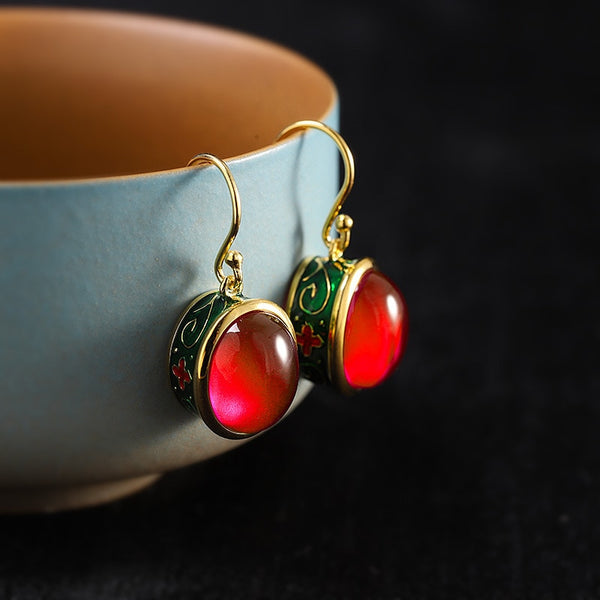 Classic vintage Design ruby earrings for women