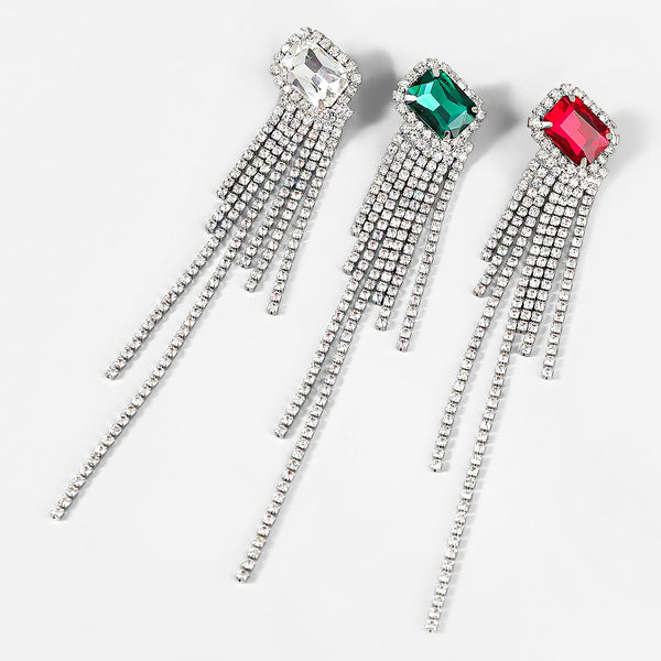 Pauli Manfi Fashion Metal Glass Rhinestone Tassel Earrings Women