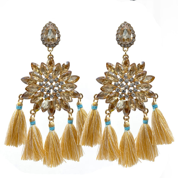 High Quality Crystal Tassel Earrings For Women Boho Oorbellen Trend Ladies Drop Earrings