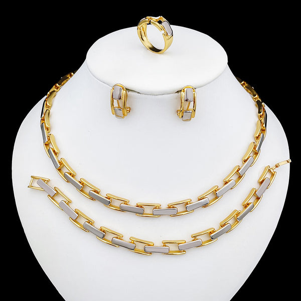 Italian Gold Color Jewelry Set Necklace Earring Sets For Women