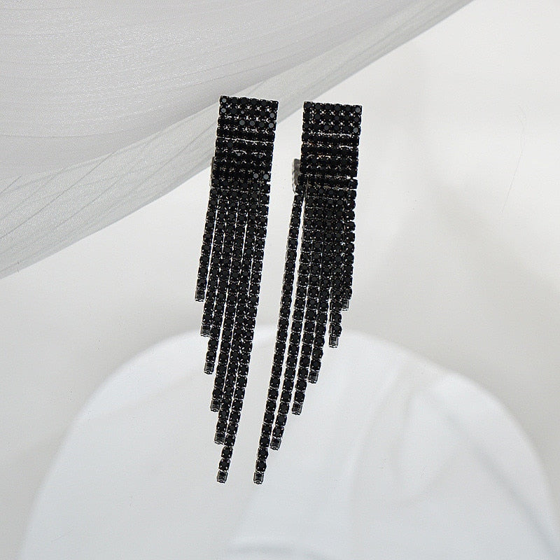 Fashion Black Rhinestone Necklace Bracelet Earrings For Women